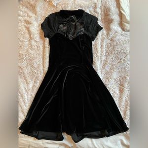 Velvet and lace skater dress